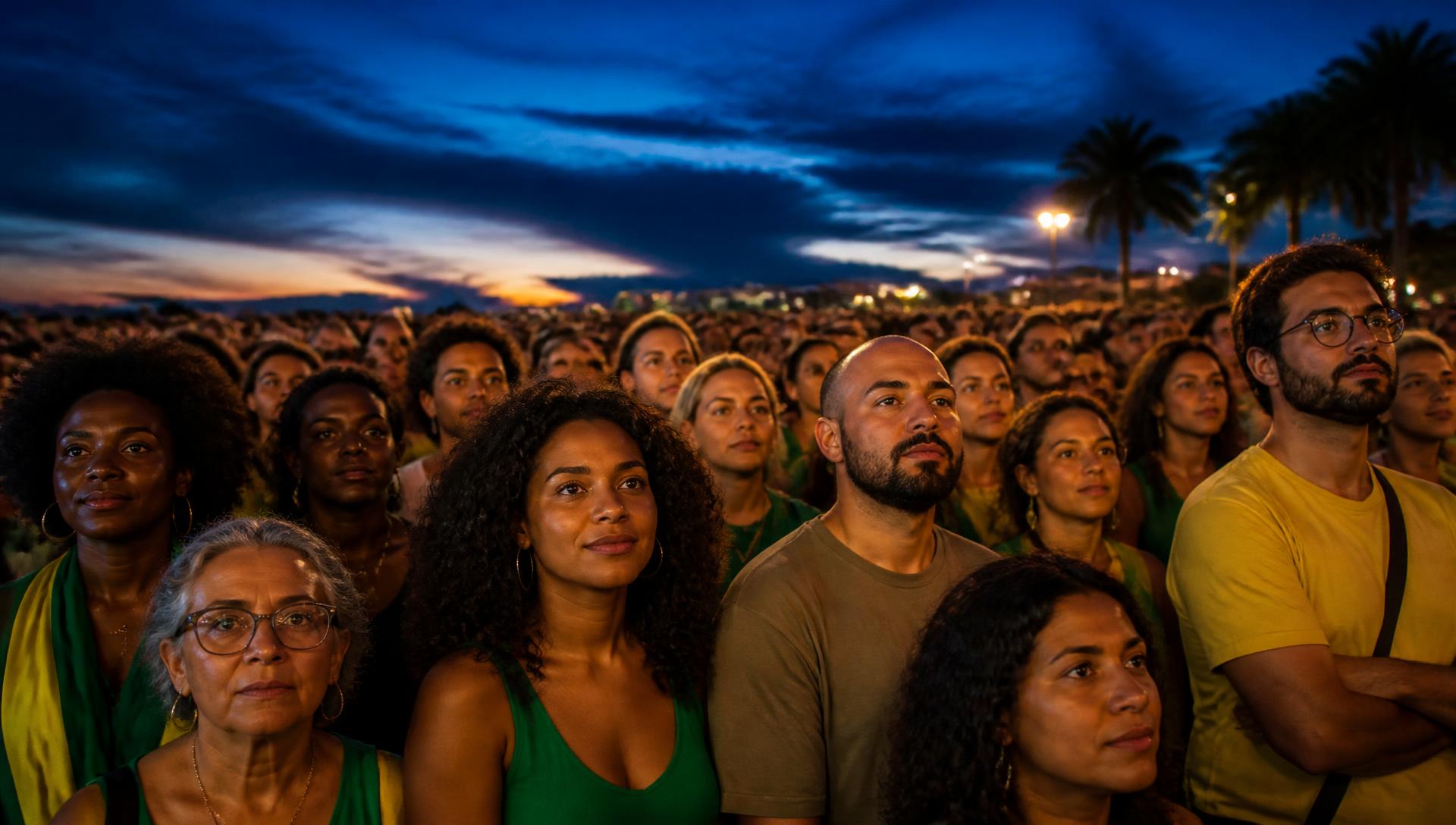 Brasileiros de diferentes regiões reunidos em um ato cívico do VIDA