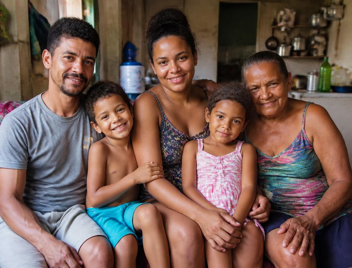 Família brasileira reunida em casa